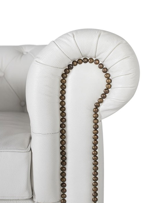 GINER Y COLOMER Sillón Chester uniplaza tapizado en piel natural acabado blanco